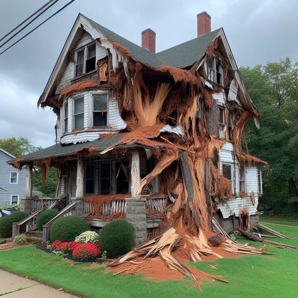 Signs Your Newburyport Home Needs a Tree Inspection Damaged tree on an Newburyport home showing signs of disease and decay